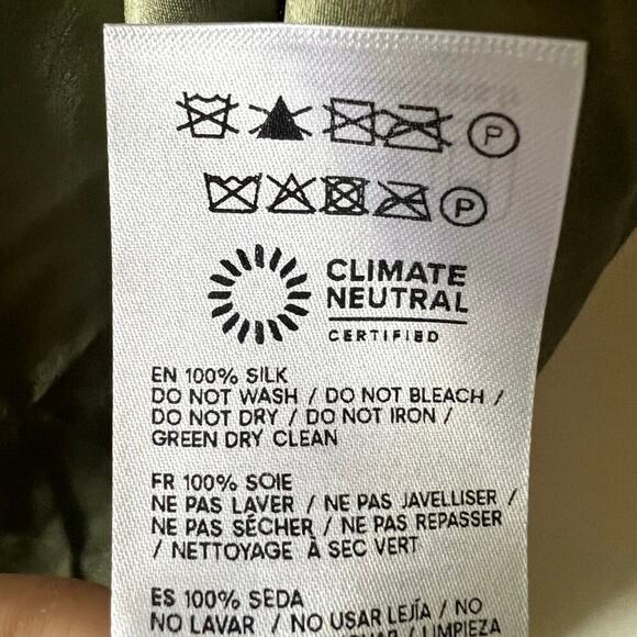 Reformation Casette Silk Dress Artichoke green size 6 C0 - Picture 9 of 9